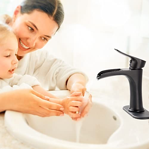 Matte Black Waterfall Faucet for Farmhouse and RV Sinks