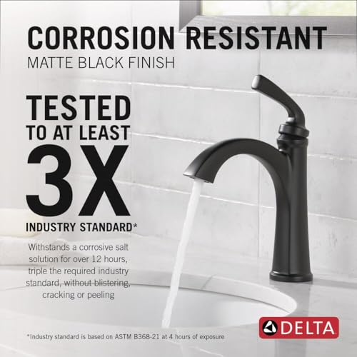 Matte Black Bathroom Faucet for Single Hole Sink with Drain Assembly